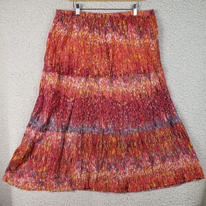 Jane Ashley Boho Maxi Skirt S Multicolor Crinkle Tiered Cotton Coastal Cowgirl